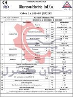 دیتاشیت کابل آلومینیوم 3 در 185 بعلاوه 95 خراسان افشارنژاد NA2XY