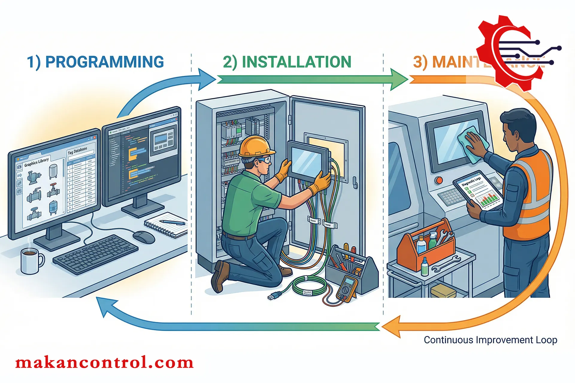 برنامه‌نویسی، نصب و نگهداری HMI